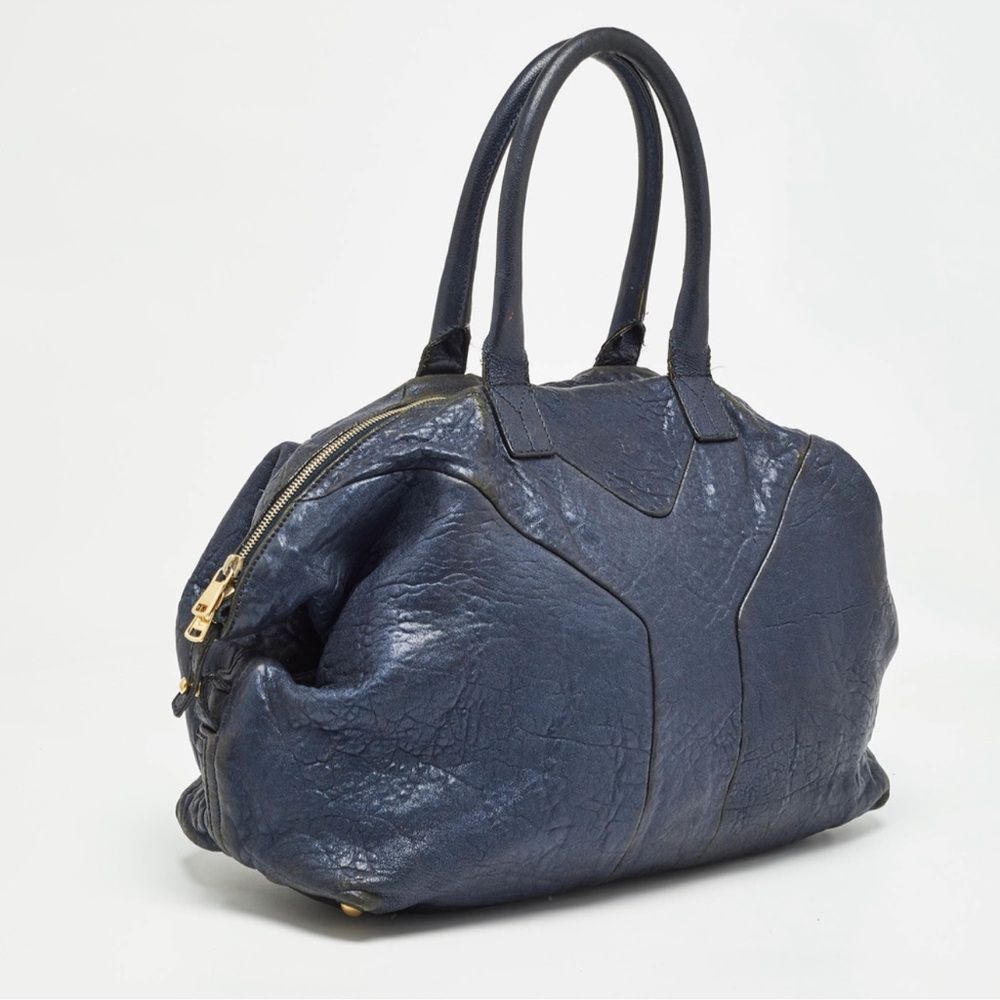 YSL Yves Saint Laurent Pebbled Leather Easy Shoulder Carry All Purse Bag LARGE - Picture 2 of 13